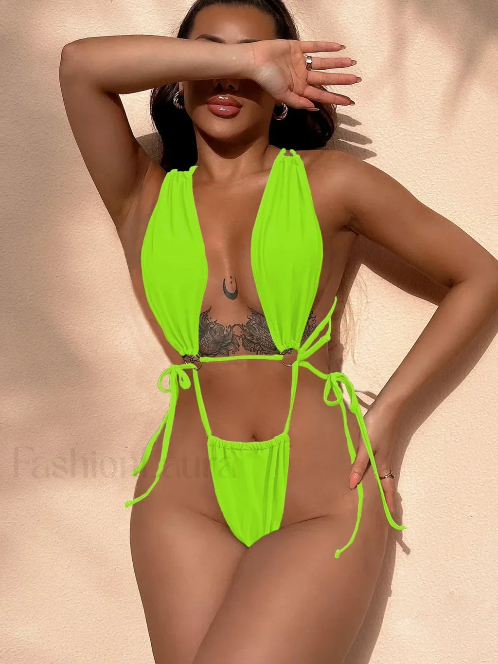 Mini Low Waist Thong One Piece Fluorescent Green / S