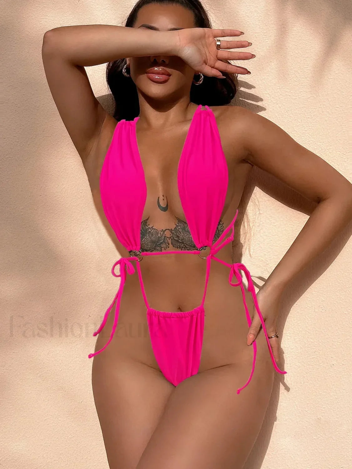 Mini Low Waist Thong One Piece rose red / S