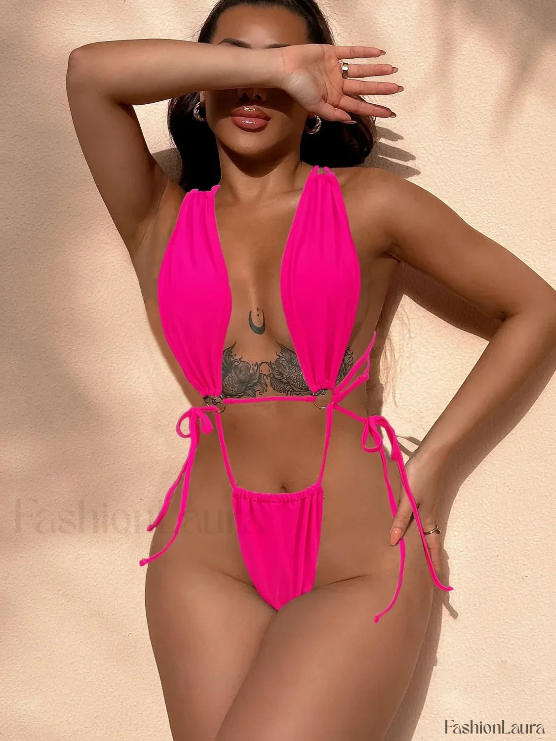 Mini Low Waist Thong One Piece rose red / S