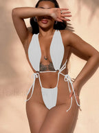Mini Low Waist Thong One Piece WHITE / S