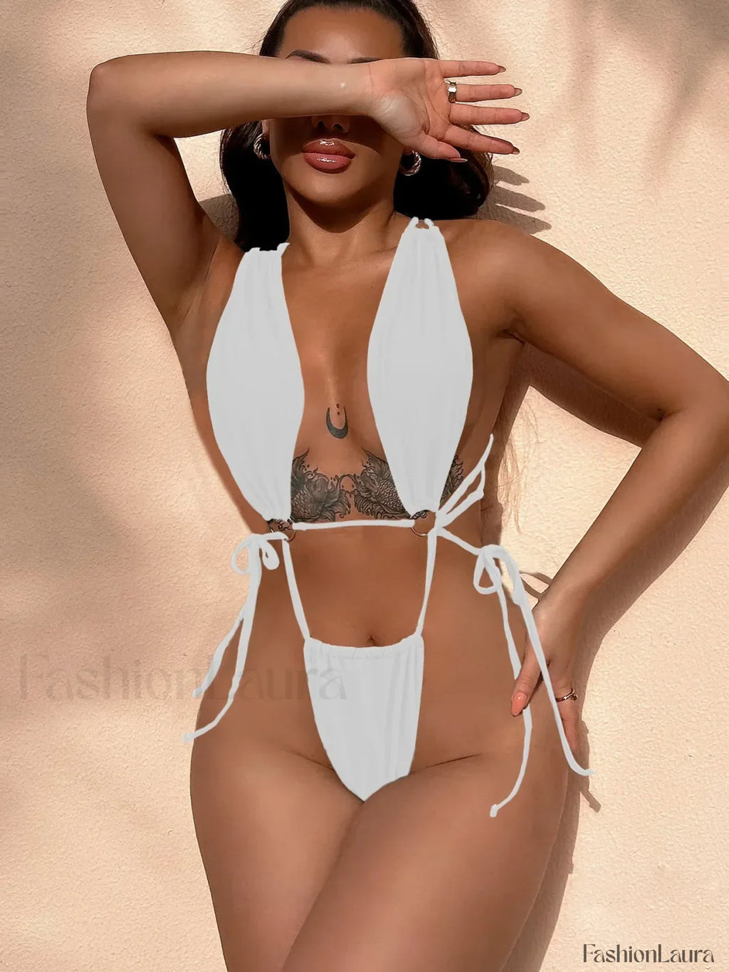 Mini Low Waist Thong One Piece WHITE / S