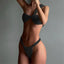 One Shoulder Low Waist Bikini Set Black / S