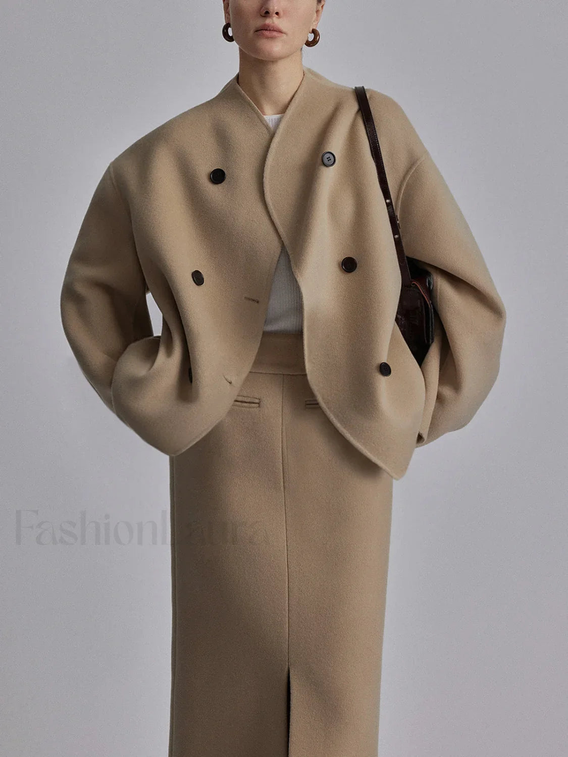 Oversized Charming Button Down Jacket Khaki / XS Jackets