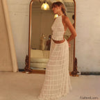 Party Beach Halter Skirt Two Piece Set Apricot / S