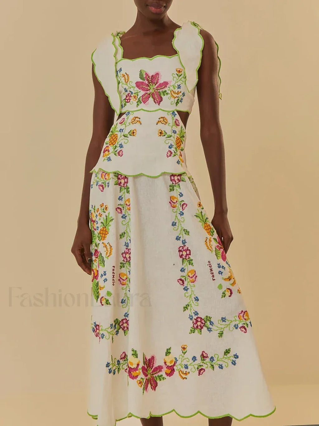 Patchwork Square Collar Boho Dress