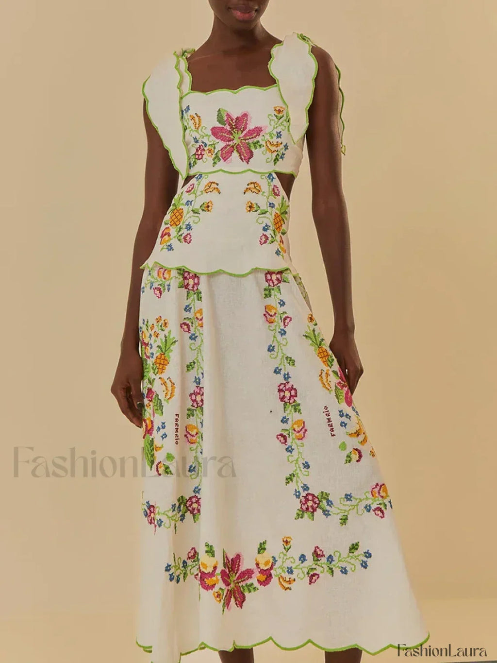 Patchwork Square Collar Boho Dress