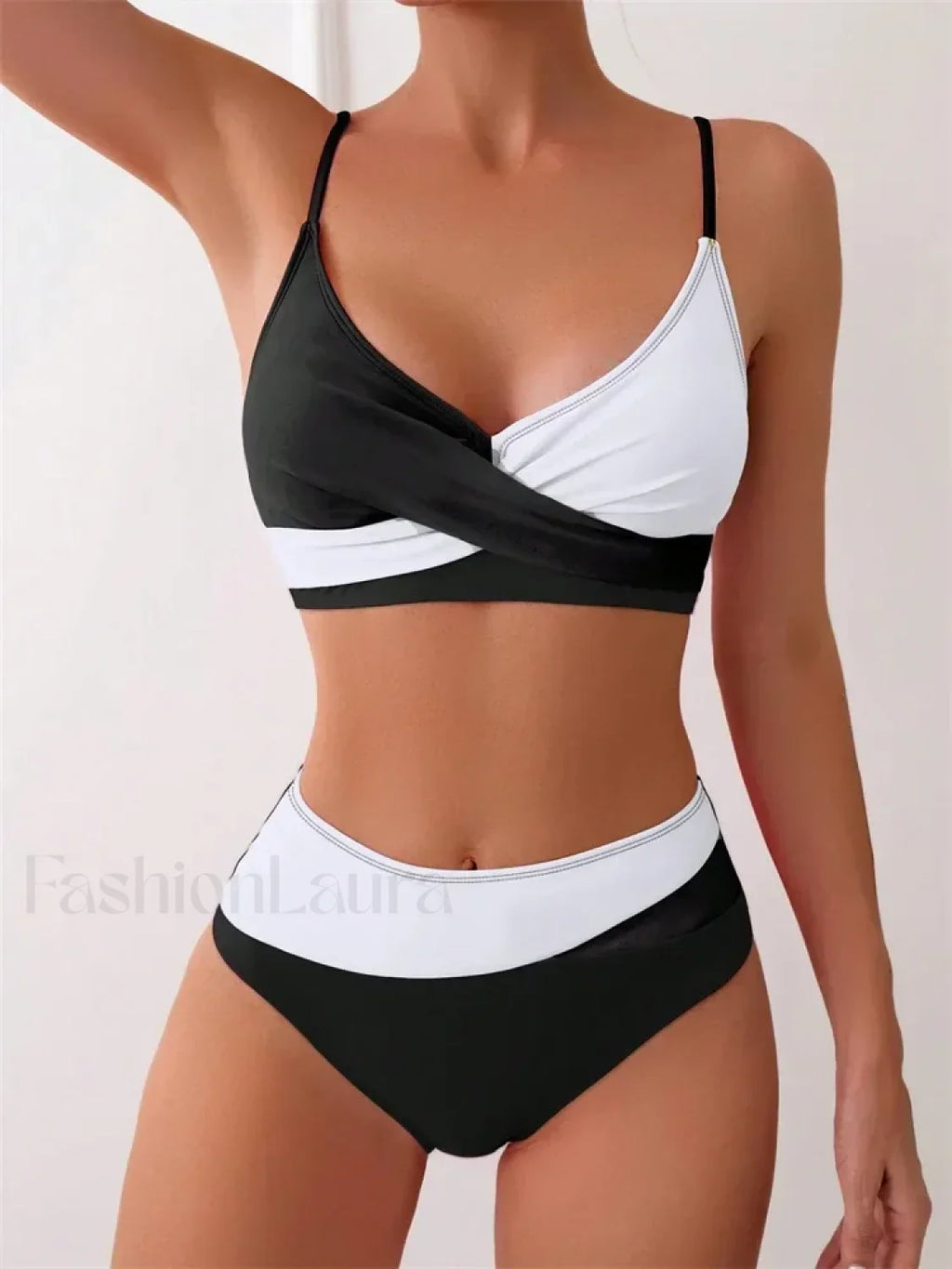 Patchwork String Bikini Set BLACK3 / S