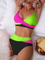 Patchwork String Bikini Set GREEN3 / S