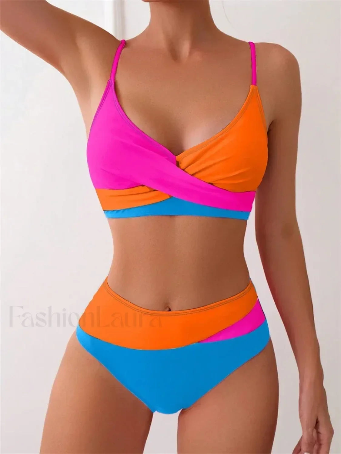 Patchwork String Bikini Set ORANGE2 / S