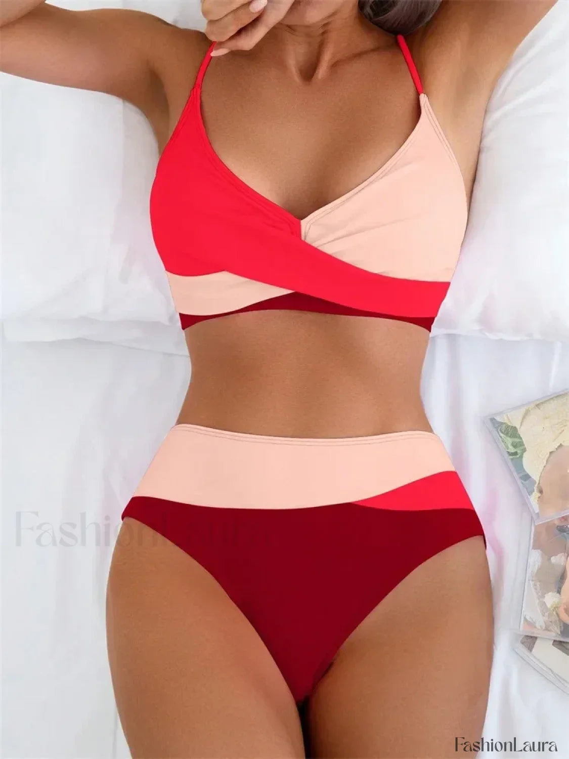 Patchwork String Bikini Set RED3 / S