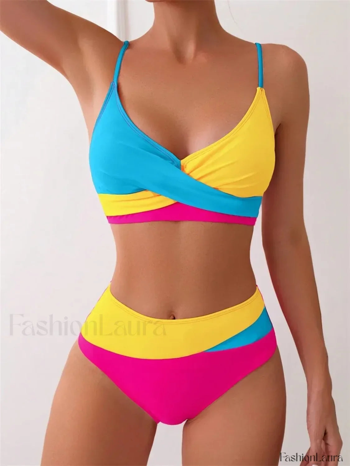 Patchwork String Bikini Set YELLOW2 / S