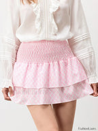 Plaid Cake Ruffle Mini Skirt Pink / S
