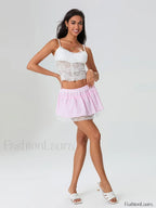 Plaid Lace Patchwork Mini Skirt