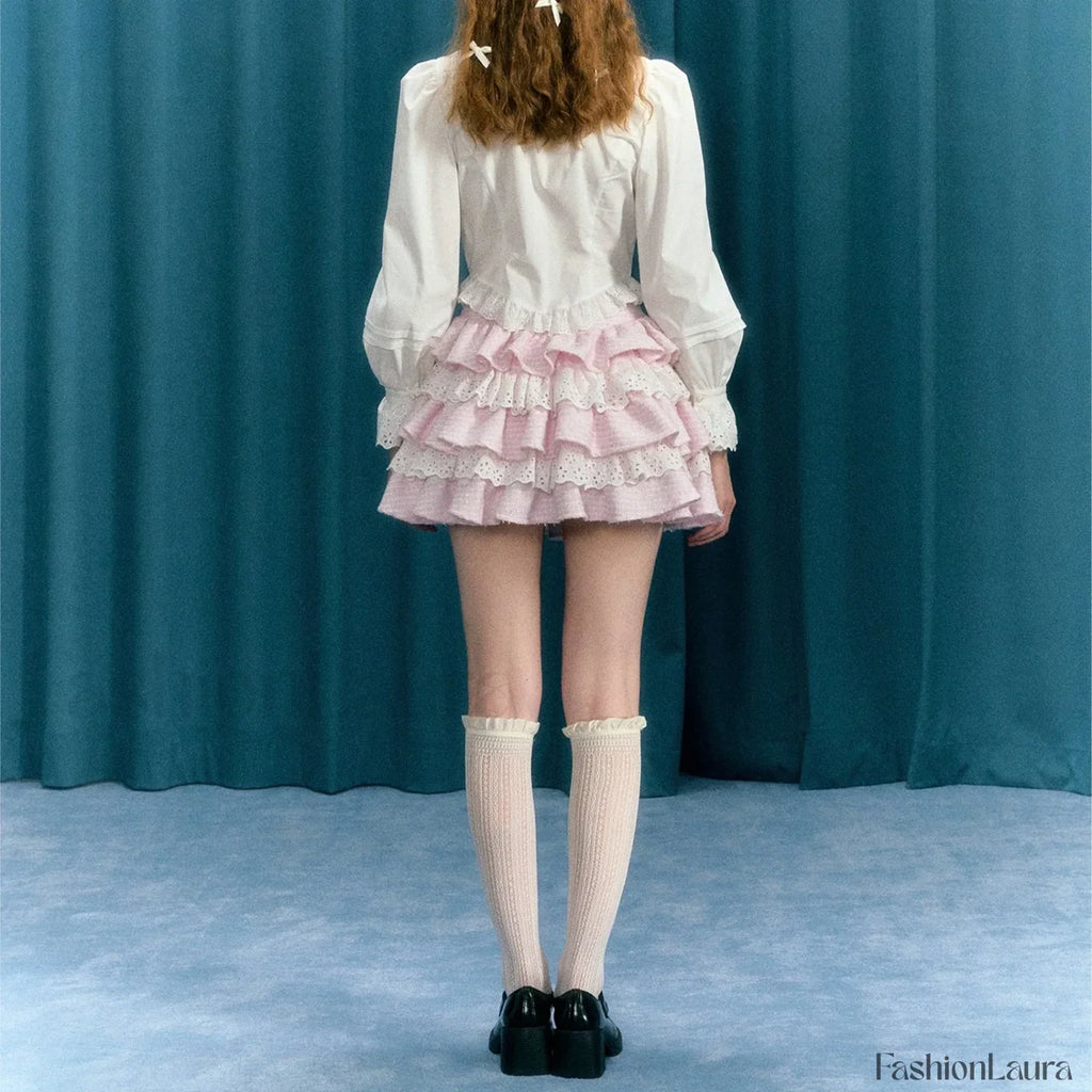 Plaid Lace Patchwork Skirt