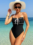 Pleated Ruffle One Piece Black / S