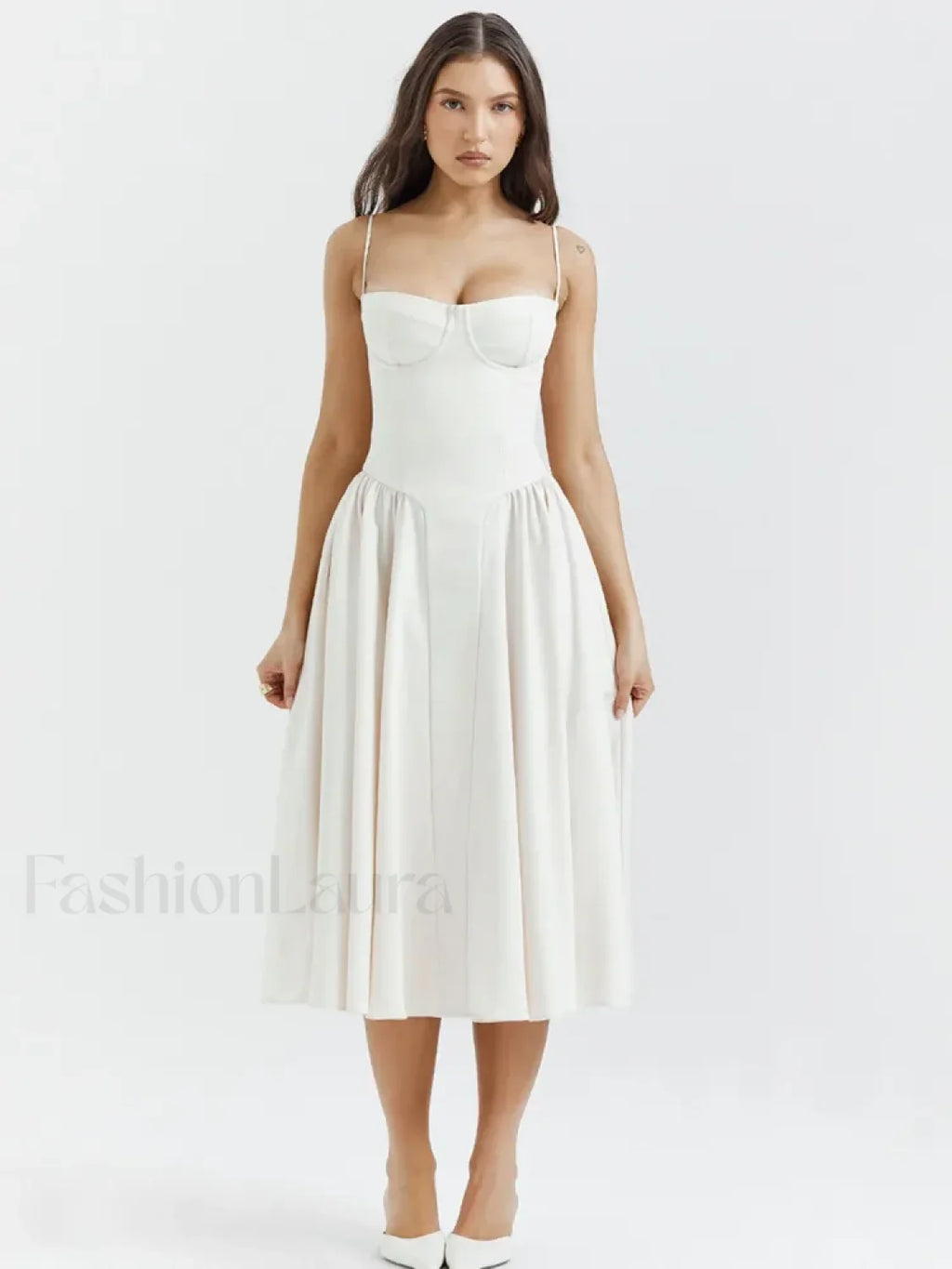 Pleated Spaghetti Strap Midi Dress