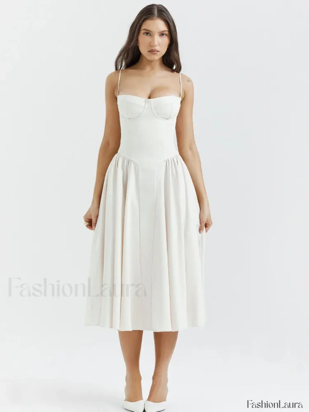 Pleated Spaghetti Strap Midi Dress