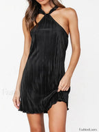 Plisse Halter Graceful Short Dress Dresses