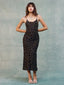Polka Dot Backless Midi Dress Black / S