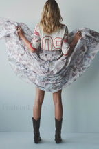 Printed Chiffon Short Sleeve Boho Dress