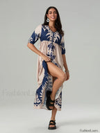 Printed V Neck Summer Boho Dress
