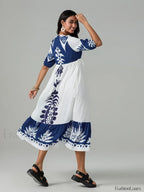 Printed V Neck Summer Boho Dress