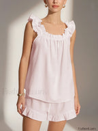 Pure Cotton Ruffle Shorts Set Pink / XS Short Sets