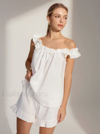 Pure Cotton Ruffle Shorts Set Short Sets