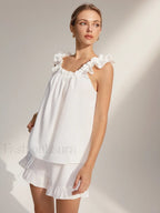 Pure Cotton Ruffle Shorts Set Short Sets