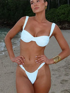 Push Up Solid Color Bikini Set