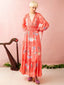 Retro V Neck Elastic Boho Dress Orange / S
