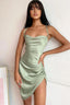 Ruched Backless Stylish Satin Mini Dress S / MInt