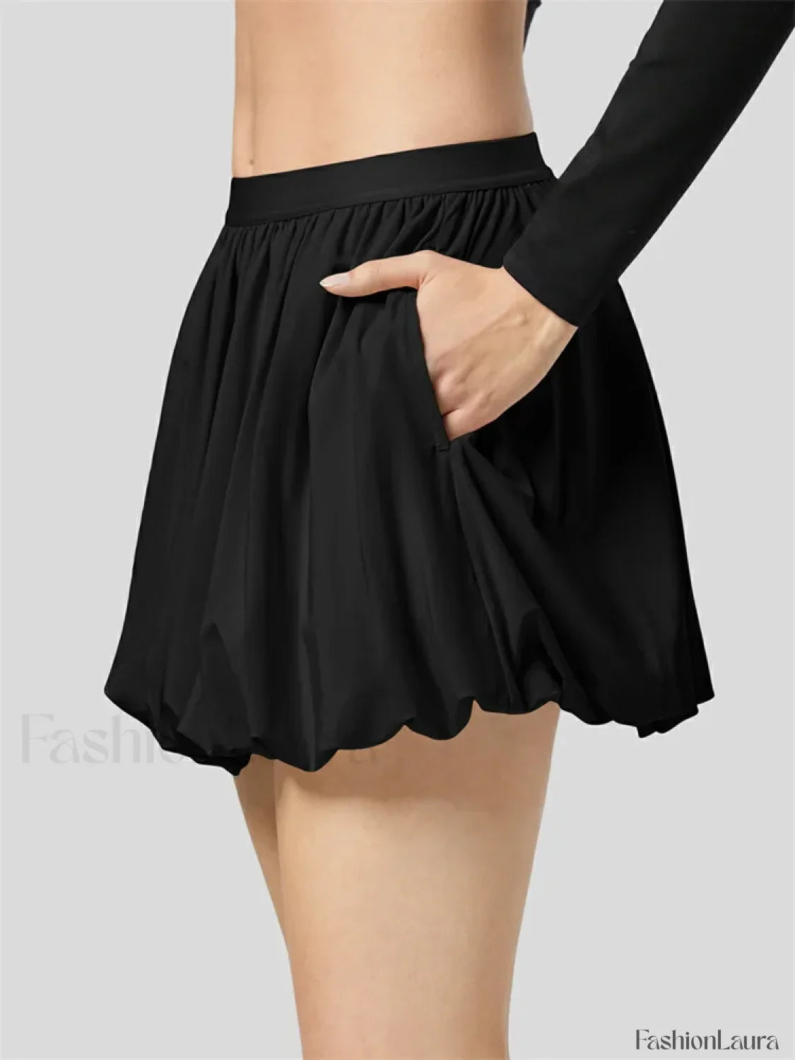 Ruched Pleated A Line Mini Skirt