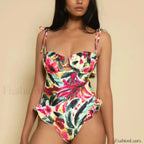 Ruffle Push Up Solid One Piece color / S