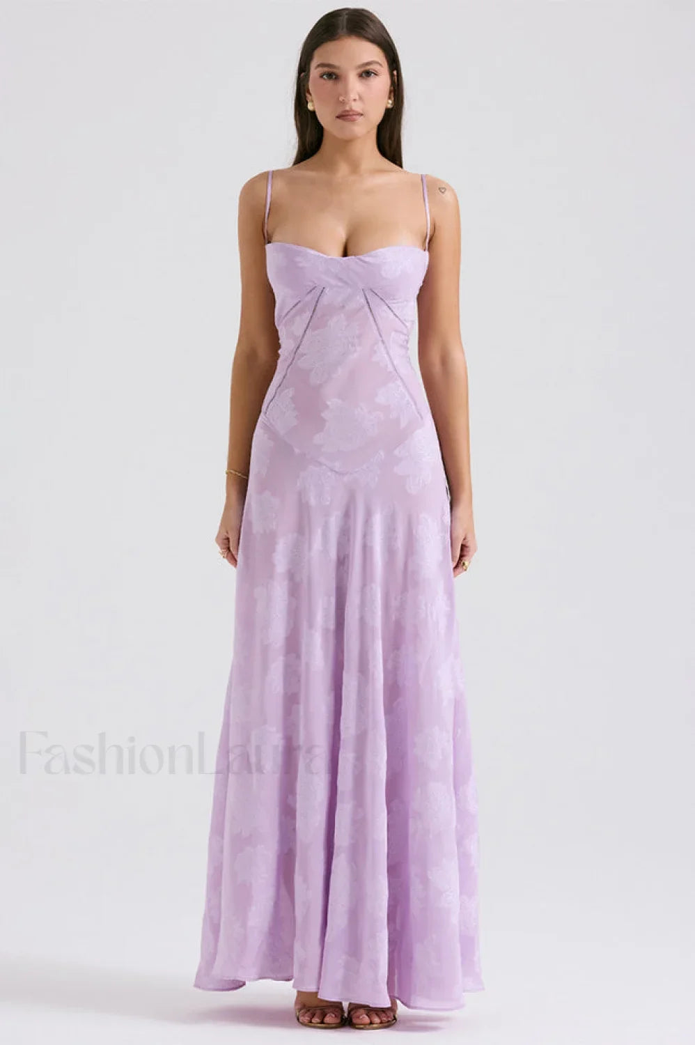 Serena Retro Purple Charming Printed Maxi Dress S / Purple