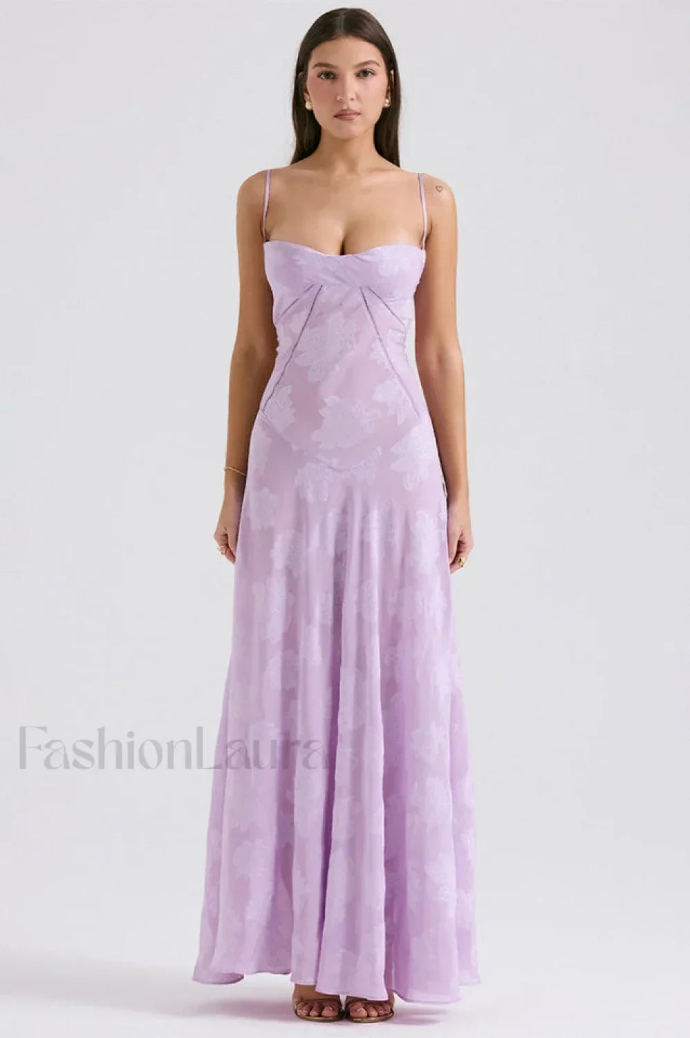 Serena Retro Purple Charming Printed Maxi Dress S / Purple