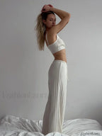 Sexy Pajama Crop Nightwear Two Piece Set