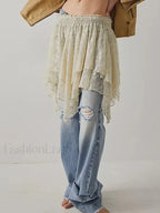 Sheer Floral Lace Mini Skirt