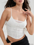 Sheer Lace Bustier Crop Top