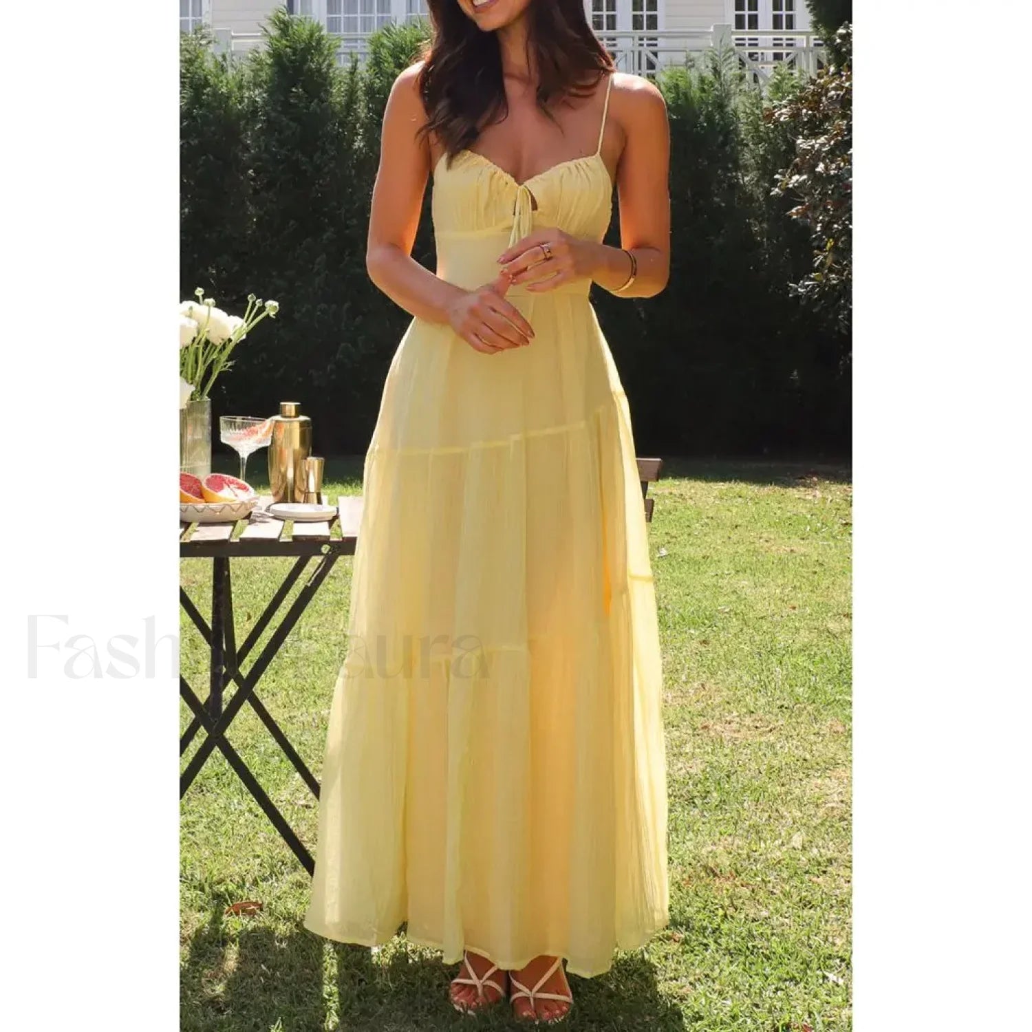 Smocked Bow Front Midi Dress