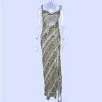 Snake Chiffon  Long Party Sheer Backless Elegant Autumn Clothes Midi Dresses