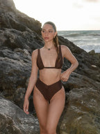 Solid Color High Waist Bandage Bikini Set