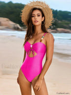 Solid Color High Waist One Piece
