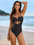Solid Color High Waist One Piece