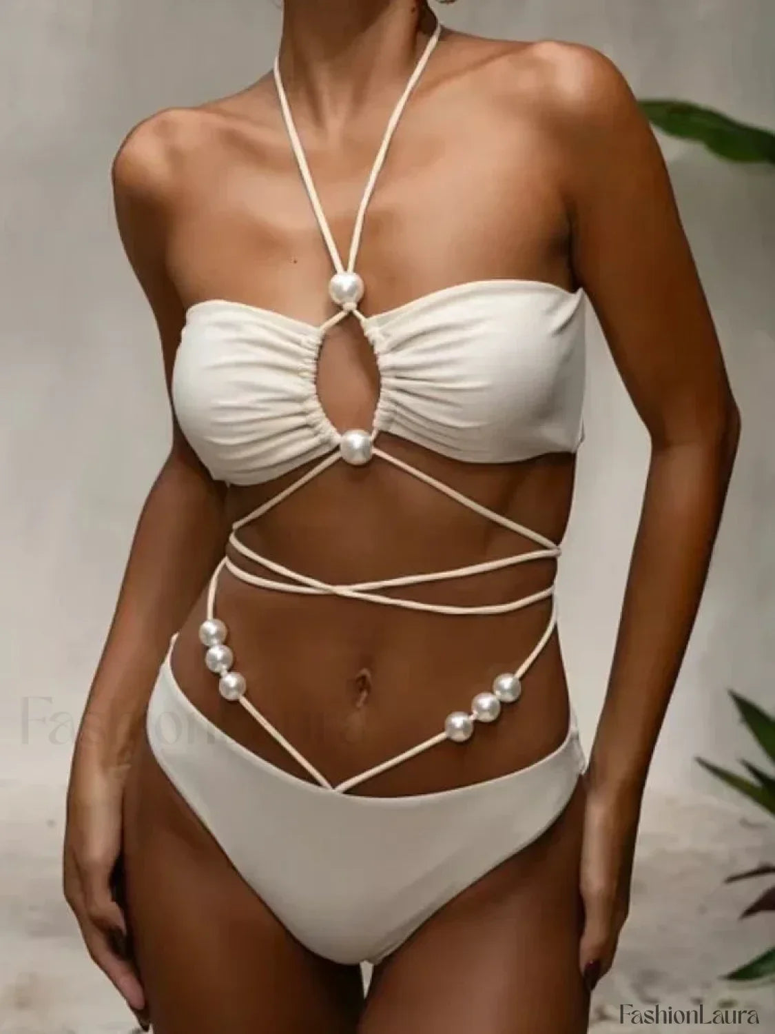 Strap Swimsuit Pearl Magda Bikini Set White / S