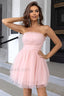Strapless A Line Charming Tulle Homecoming Dress XS / Blush