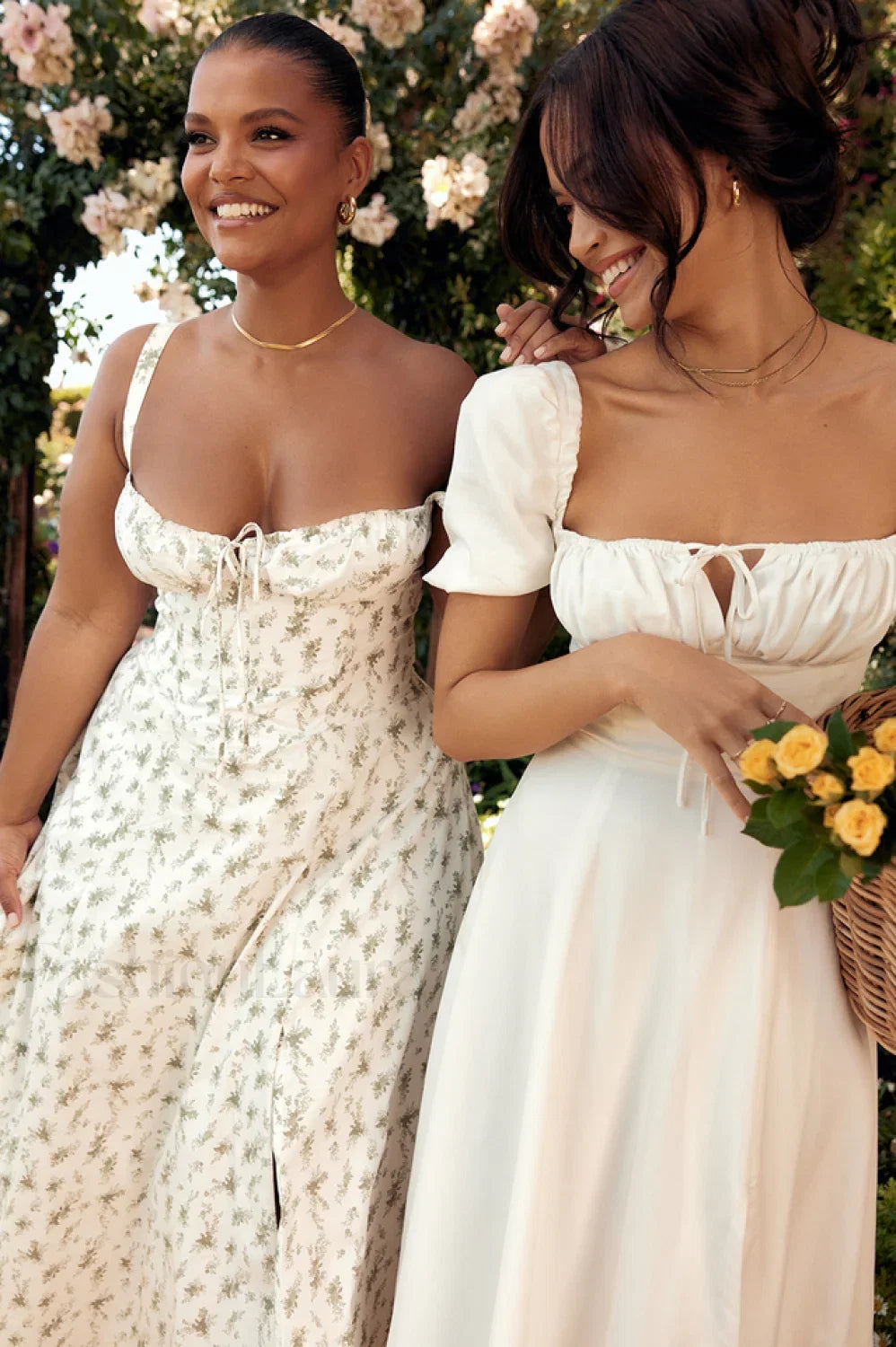 Tallulah White Puff Charming Sleeve Midi Dress