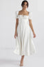 Tallulah White Puff Charming Sleeve Midi Dress XS / White