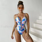 Tie Dyed Bandage Cross One Piece Blue / S