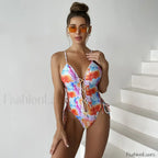Tie Dyed Bandage Cross One Piece Orange / S